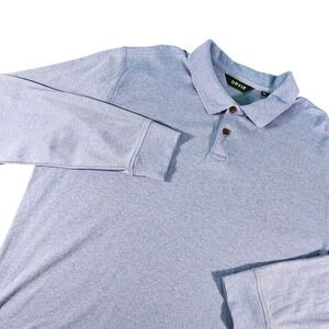 Orvis Men's XL Long Sleeve Polo Shirt Heathered Blue Cotton Blend Stretch 2TEM